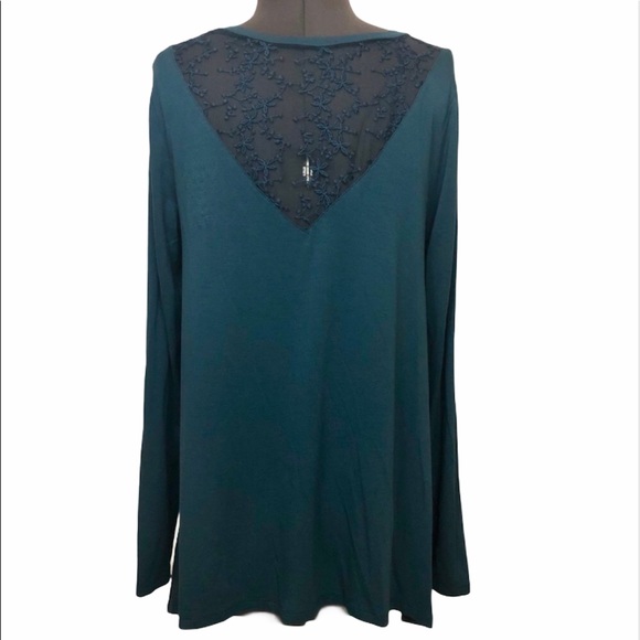 torrid Tops - TORRID NWOT Soft-Lace-Inset-Tunic Tee Teal 00